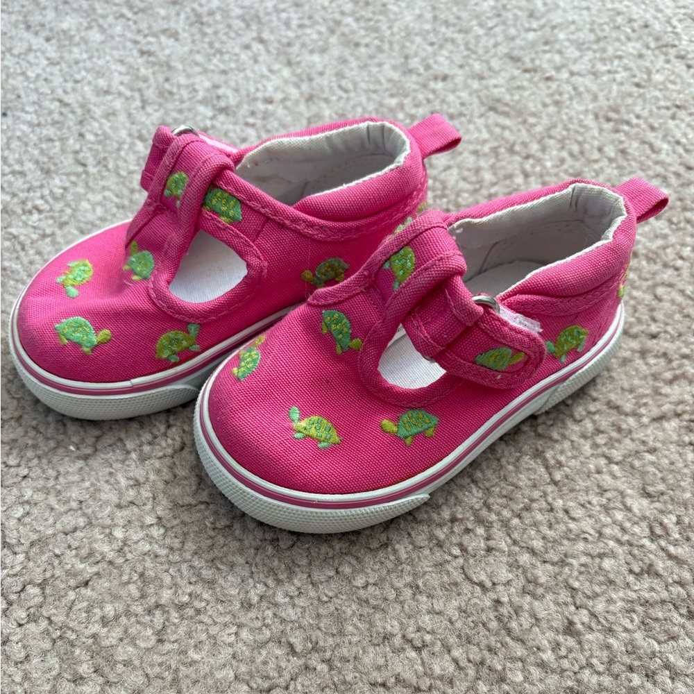 Gymboree Pink Turtle Pattern Baby Shoes